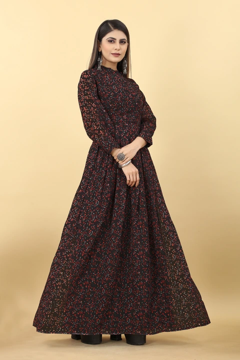 Georgette Flower Printed Long Gown uploaded by business on 3/22/2023