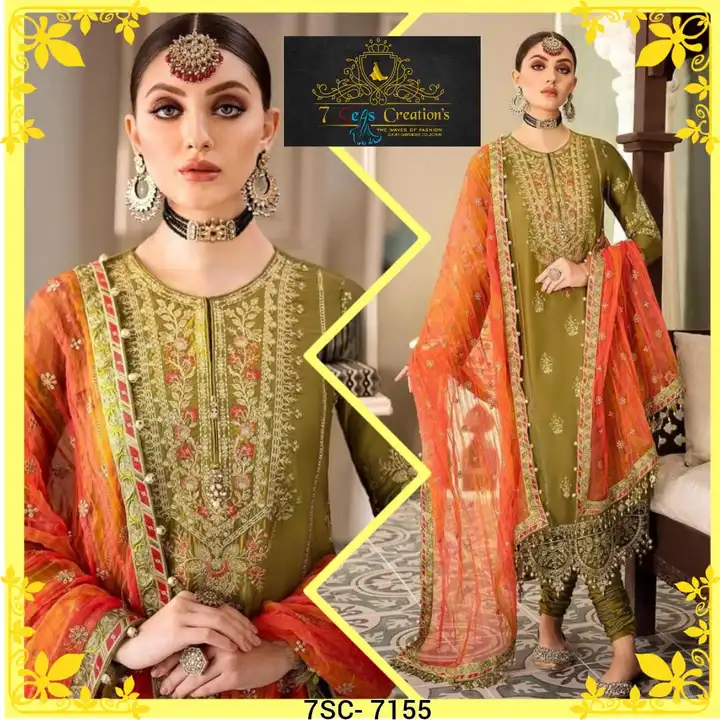 *D.No - 7SC - 7155* 

 *IT HAS ABSOLUTELY GORGEOUS HANDWORK*
 *(KHATLI WORK)* 

TOP - *Organza with  uploaded by Wedding collection on 3/22/2023