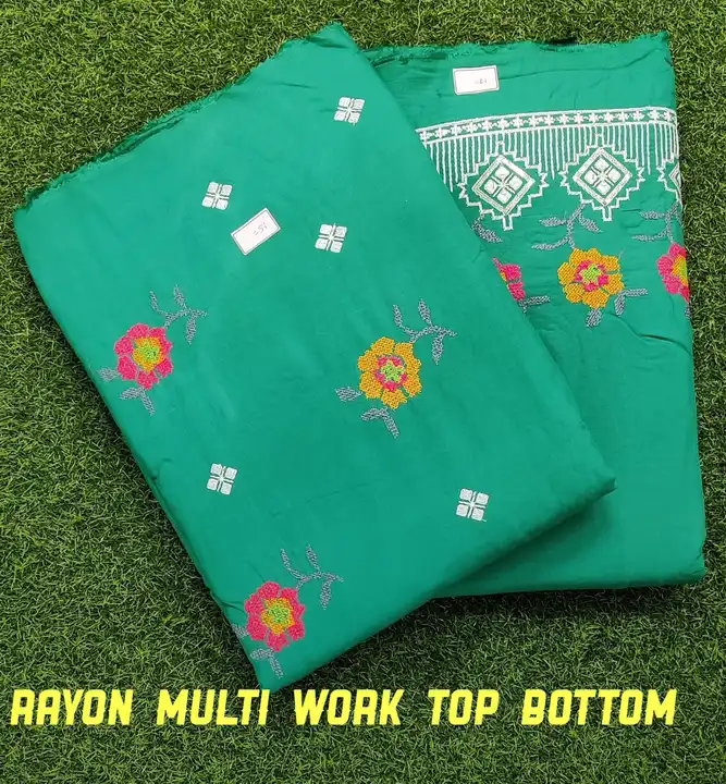 REYON MULTI EMBROIDERY TOP-BOTTOM FABRIC uploaded by Swastik creation on 3/22/2023