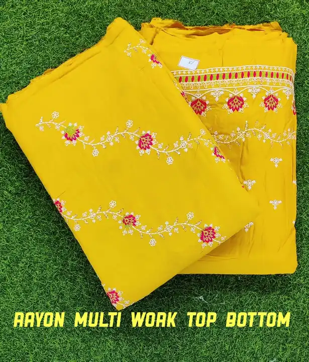 REYON MULTI EMBROIDERY TOP-BOTTOM FABRIC uploaded by Swastik creation on 3/22/2023