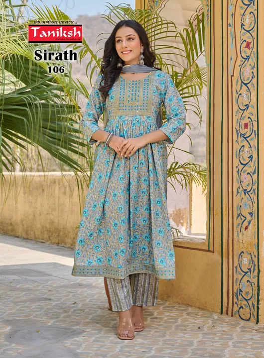🙏🏻TANIKSH🙏🏻 BRAND
(REDYMADE CATALOGUE) 
👗SIRATH👗
✅TOP:RYON PRINT WITH SIKVANS EMBROIDERY WORK
 uploaded by Agarwal Fashion  on 3/22/2023