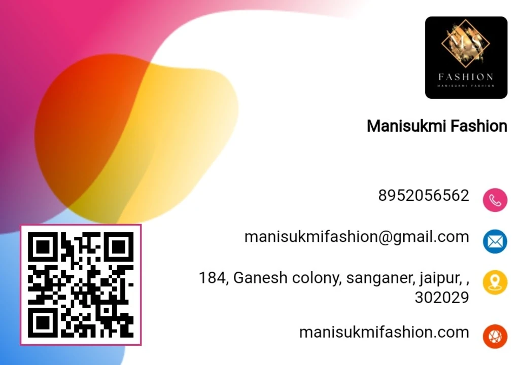 Visiting card store images of Manisukmi Fashion 