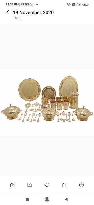 51 pcs pure brass dinner set uploaded by business on 2/28/2021