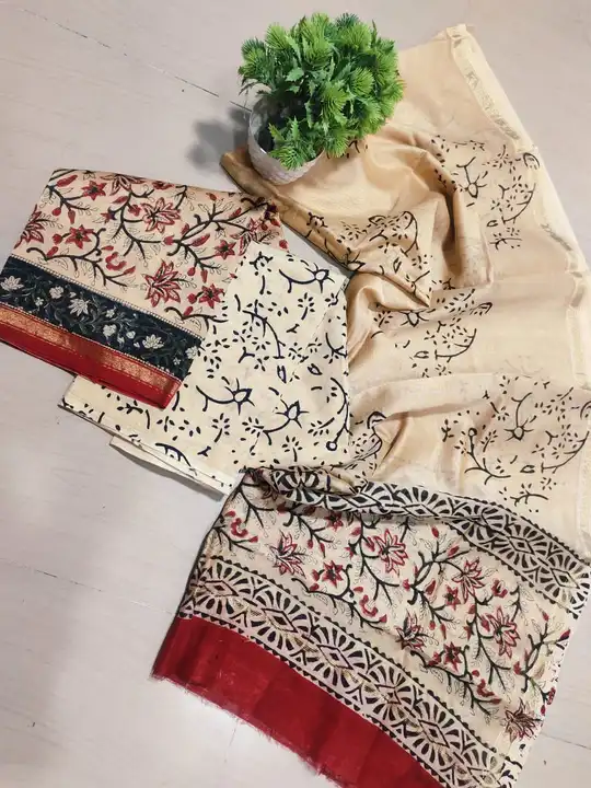 Fancy kalamkari print chanderi complete dress material  uploaded by Chanderi ethnic world on 3/22/2023