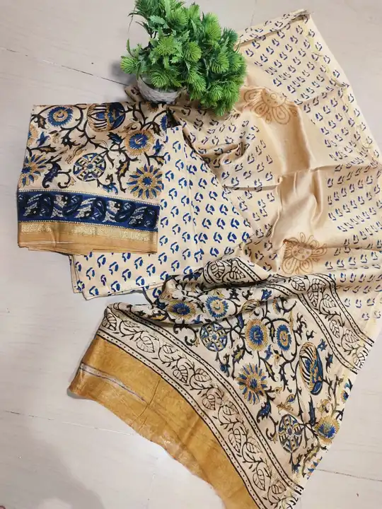 Fancy kalamkari print chanderi complete dress material  uploaded by Chanderi ethnic world on 3/22/2023