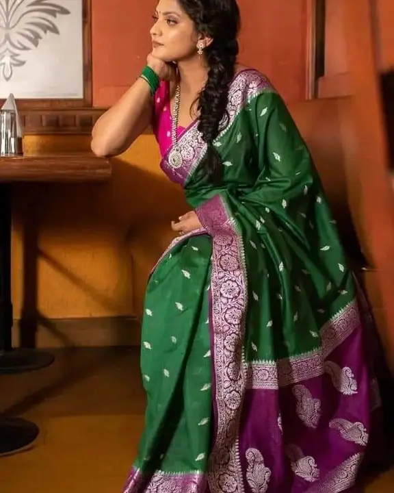 Banarasi daeyble semi jorjet silk saree  uploaded by Zainab fashion on 3/22/2023