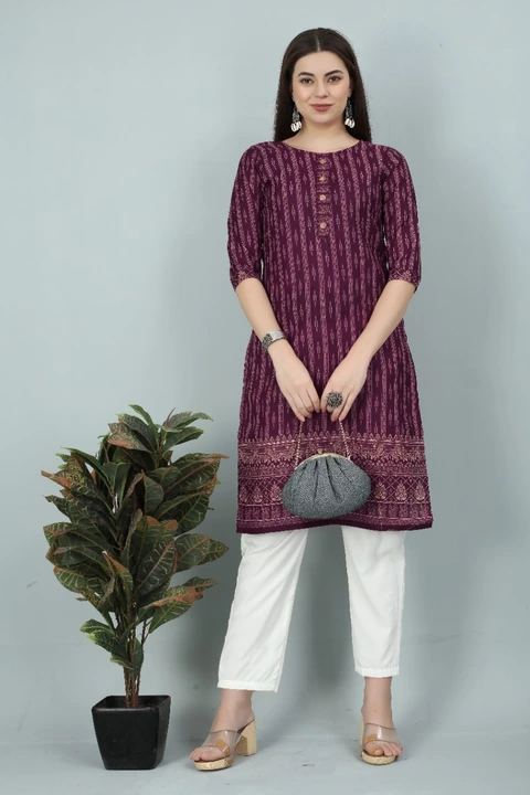 Casual cotton printed kurti  uploaded by Navya fashion on 3/23/2023