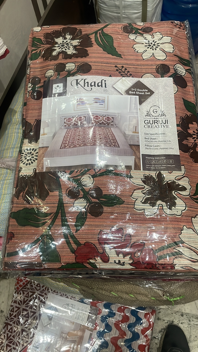 Khadhi double bed sheet with 2 pillow  uploaded by G s industries on 3/23/2023