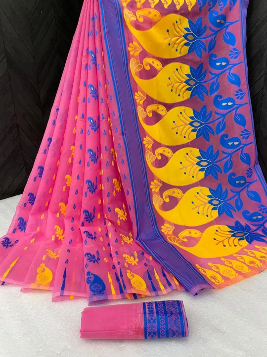 Women`s Bengal  Soft Dhakai Jamdani Cotton Saree Whole Body Design With Blouse ( Pink )   uploaded by Manasvi Enterprise on 3/23/2023