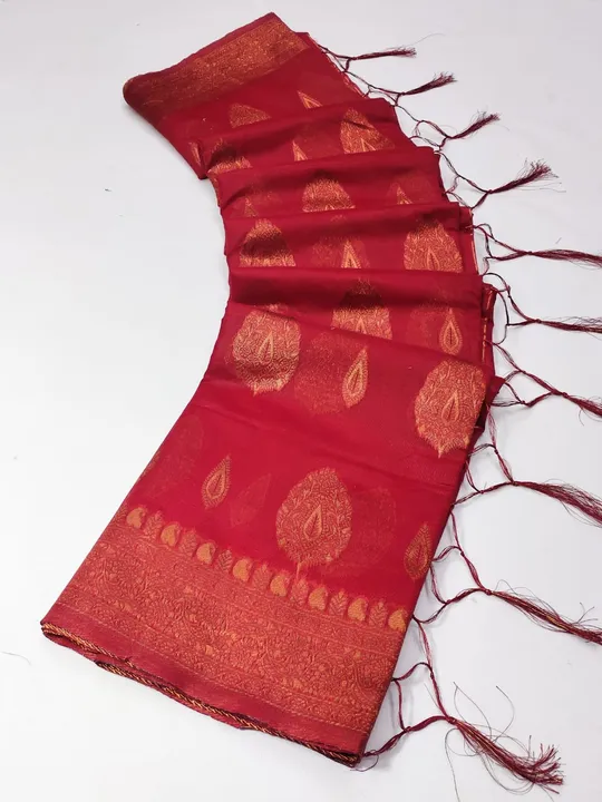 Women's Bengal Soft Dhakai Jamdani Cotton Saree With Blouse Whole Body Design ( Red ) uploaded by Manasvi Enterprise on 3/23/2023