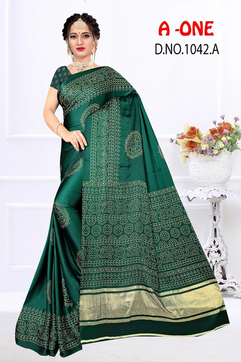 A one Crape Silk with Foil Print  uploaded by Karuna Saree Centre Surat on 3/23/2023