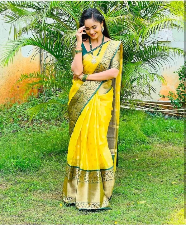 Golden Zari Leaf Design With Allover Butti Design  uploaded by DHANANJAY CREATION  on 3/23/2023