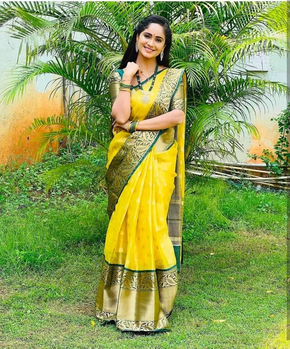 Golden Zari Leaf Design With Allover Butti Design  uploaded by DHANANJAY CREATION  on 3/23/2023