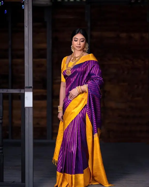 Rich Pallu With Allover Golden Zari Linning Design  uploaded by DHANANJAY CREATION  on 3/23/2023