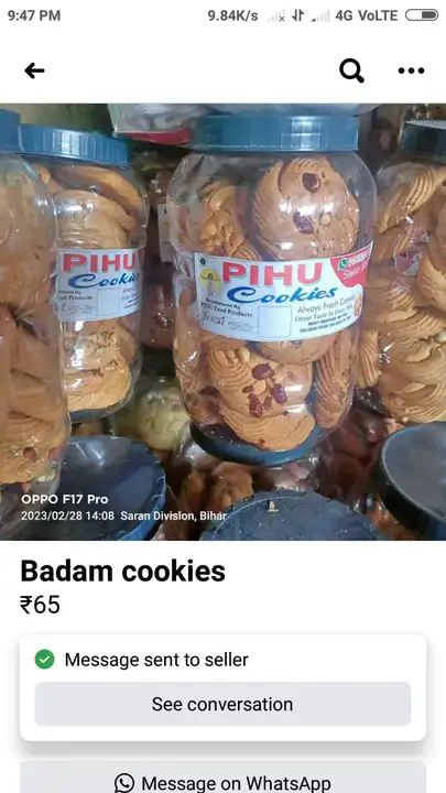 Badam cookies  uploaded by Pihu Food Products on 3/23/2023