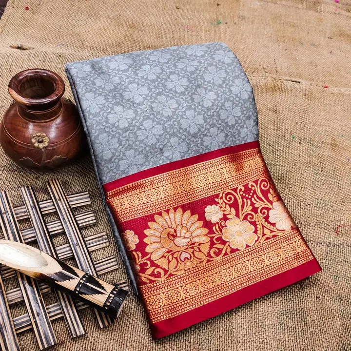 Women's Soft Cotton Silk Saree With Unstitched Blouse ( Grey )  uploaded by Manasvi Enterprise on 3/23/2023