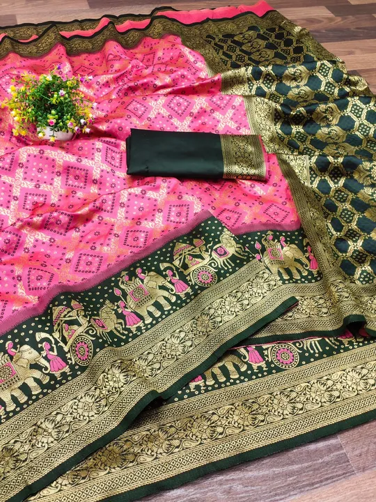 Patola Pure Silk kanchipuram Saree With Unstitched Blouse (Light Pink ) uploaded by Manasvi Enterprise on 3/23/2023