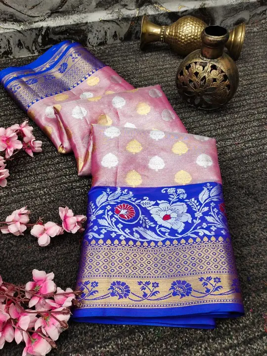 Soft Banarasi Tussar Silk Saree With Beautiful Gold Zari Weaving ( Pink ) uploaded by Manasvi Enterprise on 3/23/2023
