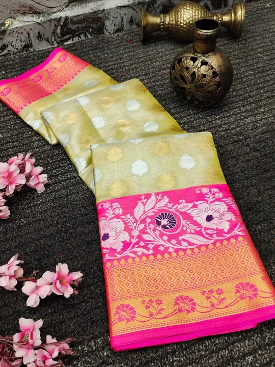 Soft Banarasi Tussar Silk Saree With Beautiful Gold Zari Weaving ( Cream ) uploaded by Manasvi Enterprise on 3/23/2023