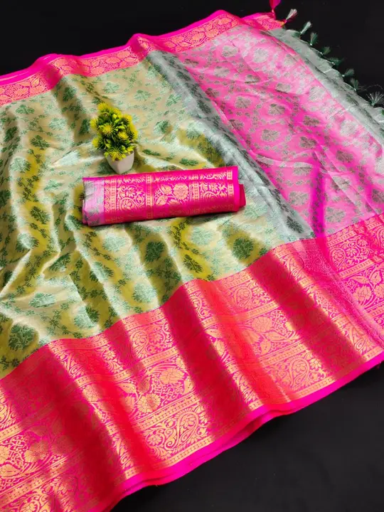 Soft Banarasi Tussar Silk Saree With Beautiful Gold Zari Weaving ( Green ) uploaded by Manasvi Enterprise on 3/23/2023