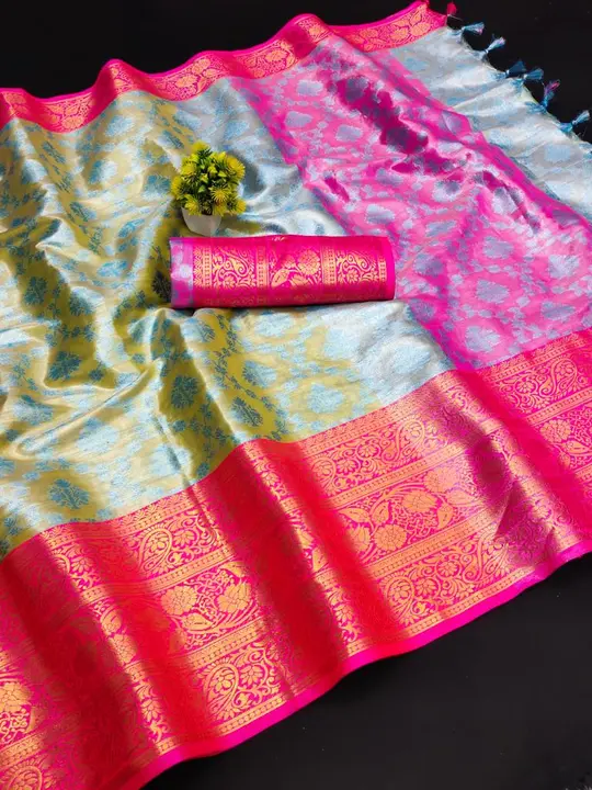 Soft Banarasi Tussar Silk Saree With Beautiful Gold Zari Weaving ( Sky Blue ) uploaded by Manasvi Enterprise on 3/23/2023