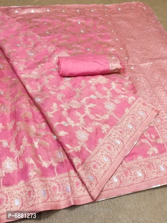 Self Pattern Organza Saree With Unstitched Blouse  uploaded by Udaan on 5/30/2024