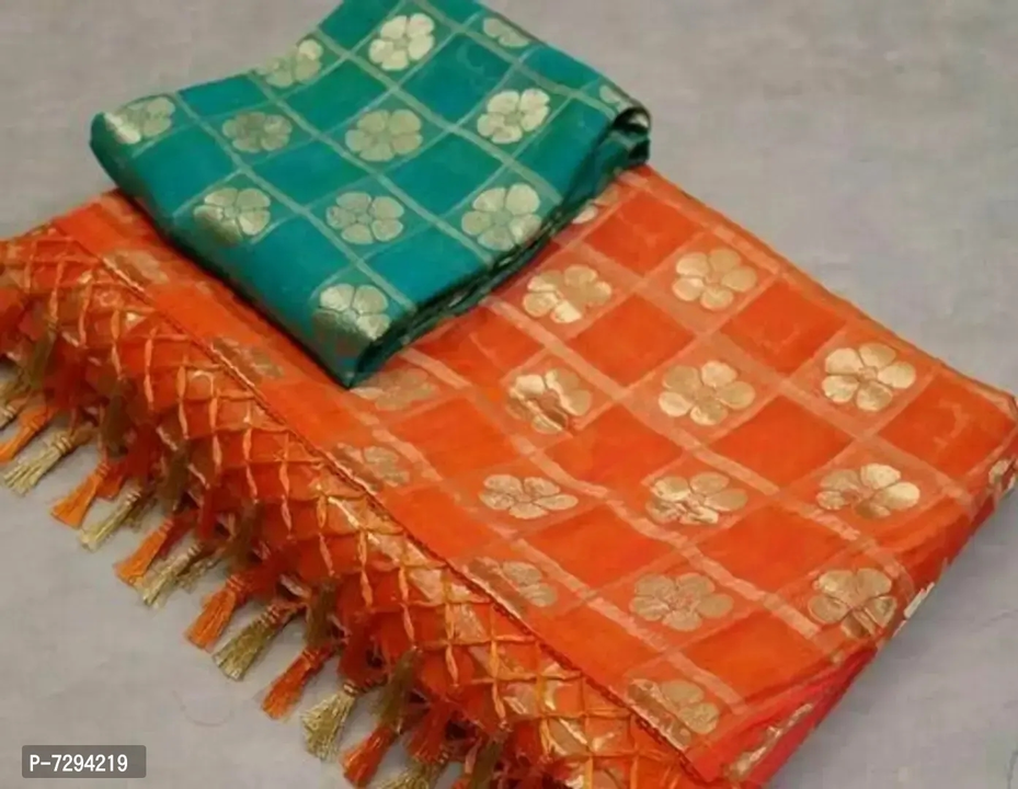 Classic Poly Crepe Jacquard Saree With Blouse Piece  uploaded by Udaan on 3/23/2023