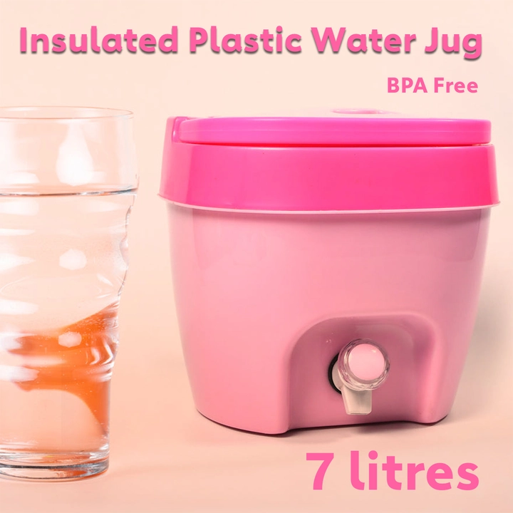 2344 Insulated Plastic Water Jug, 1 Piece, 7 litres, Pink | Food Grade | Easy To Carry | BPA Free |  uploaded by DeoDap on 3/23/2023