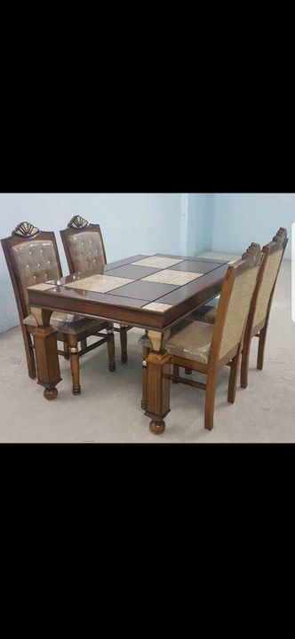 4 seater Daining table teak wood with Glass uploaded by business on 2/28/2021