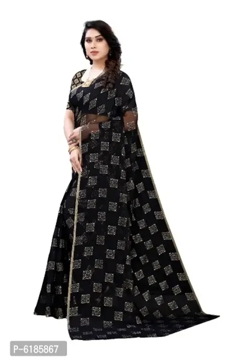 Printed chiffon saree with jacquared blouse piece uploaded by business on 3/23/2023