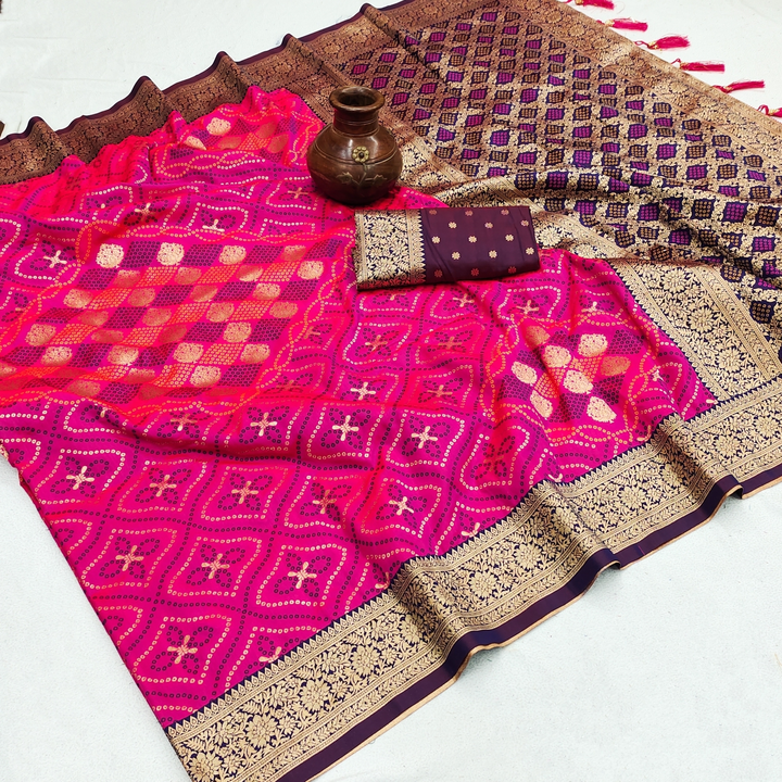 Pure Silk Bandhej Patola Design Weawing ( Pink ) uploaded by Manasvi Enterprise on 5/28/2024