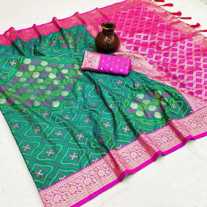 Pure Silk Bandhej Patola Design Weawing ( Rama ) uploaded by Manasvi Enterprise on 5/8/2024