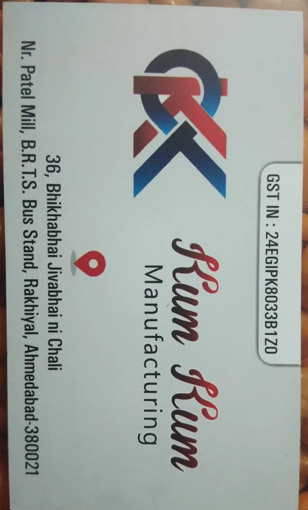Visiting card store images of Kumkum Manufacturing