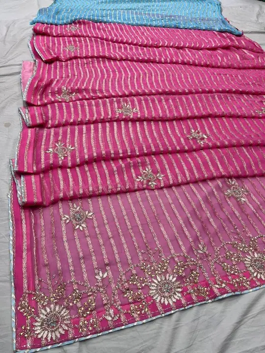 Georgette work saree uploaded by Mayra creations on 3/23/2023
