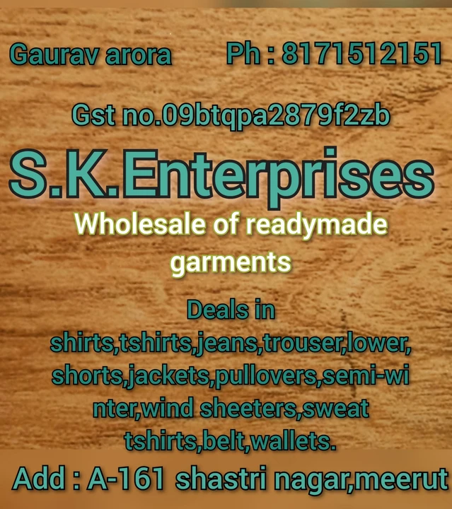 Visiting card store images of S.k.enterprises