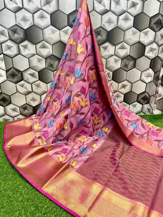 Organza silk saree uploaded by business on 3/23/2023