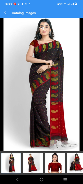 Post image Black and red soft cotton silk handloom saree with blouse pic.