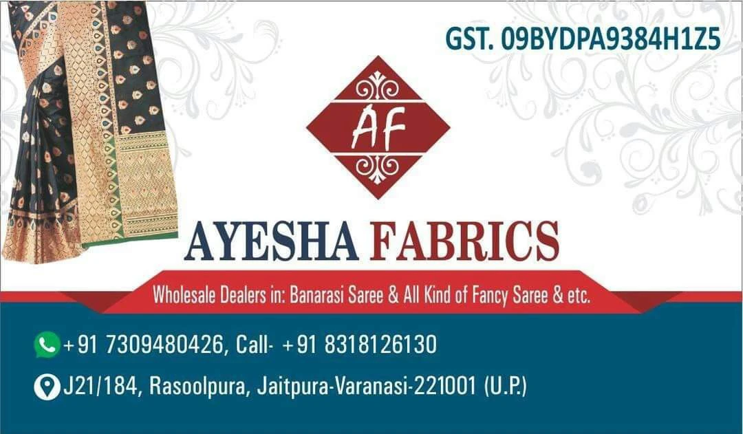 Visiting card store images of Ayesha Fabrics