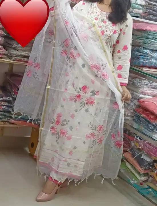 Beautiful cotton fabric 🤩
One pis gown nd heavy neck emrodary Nd sequence work all over cotton lace uploaded by Gota Patti manufacturing on 3/23/2023