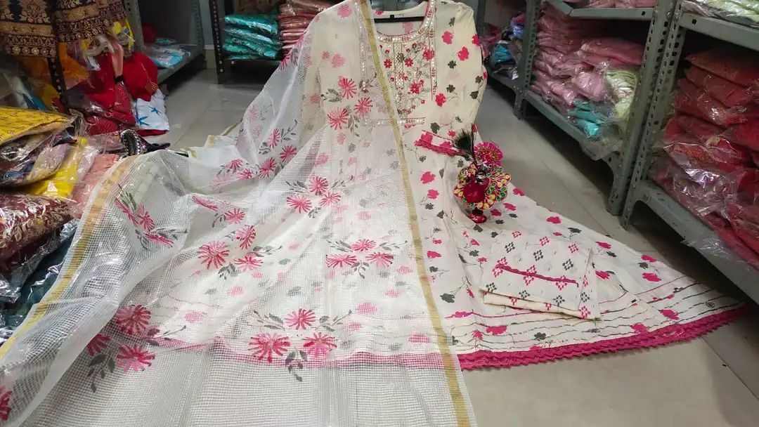 Beautiful cotton fabric 🤩
One pis gown nd heavy neck emrodary Nd sequence work all over cotton lace uploaded by Gota Patti manufacturing on 3/23/2023
