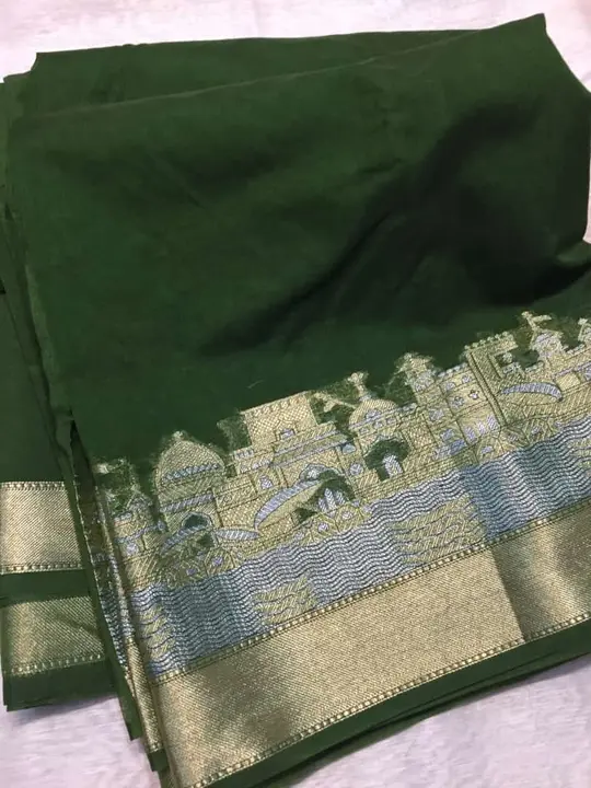 Banarasi daeyble semi jorjet silk saree  uploaded by Zainab fashion on 3/23/2023