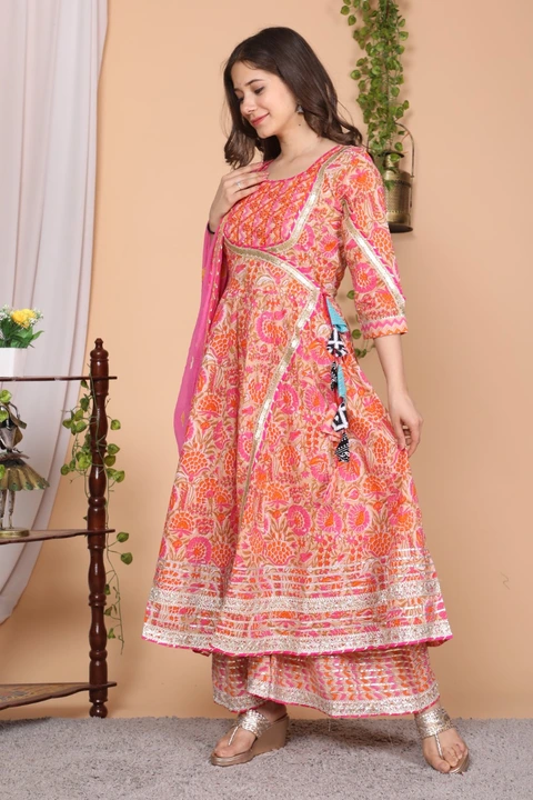 Anarkali kurta with sharara and dupta  uploaded by Diyanka Textile on 3/24/2023