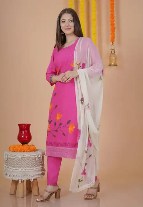 kurti pant with dupatta uploaded by Rk rama print on 3/24/2023