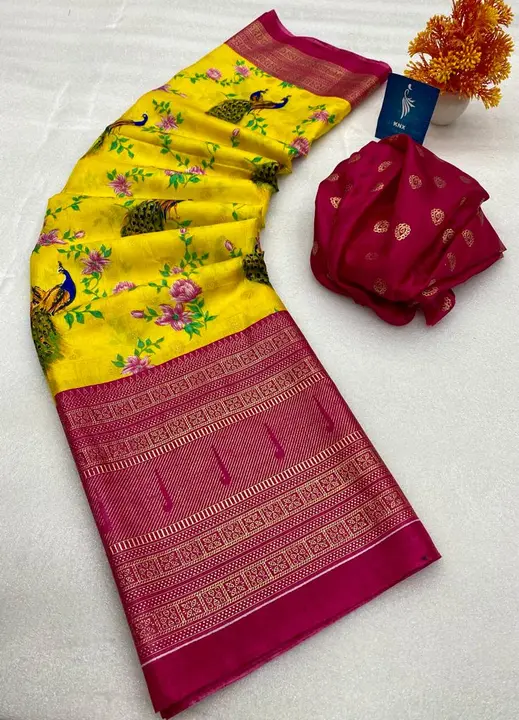 Sarees:-*Good Quality Dola Silk Saree with foil Print all over Saree..* uploaded by NIVA CREATION on 3/24/2023