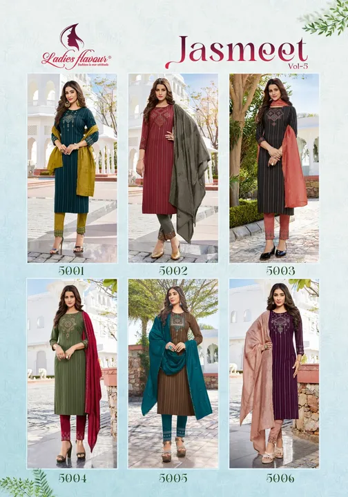 👗 *Ladies Flavour*👗
Brand Name : *Ladies Flavour*
Catalog : *Jasmeet Vol 4*

Design : *6*

Fabric: uploaded by Agarwal Fashion  on 3/24/2023