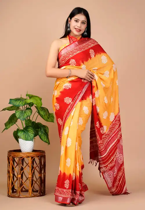 Sarees with blouse  uploaded by Ashoka bagru print on 3/24/2023