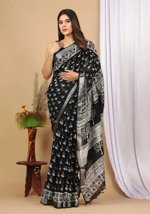 🍁EXCLUSIVE PURE HAND BLOCK PRINTED 
Linen SAREE collection 

🍁*Hand* block printed linen saree wit uploaded by Saiba hand block on 3/24/2023