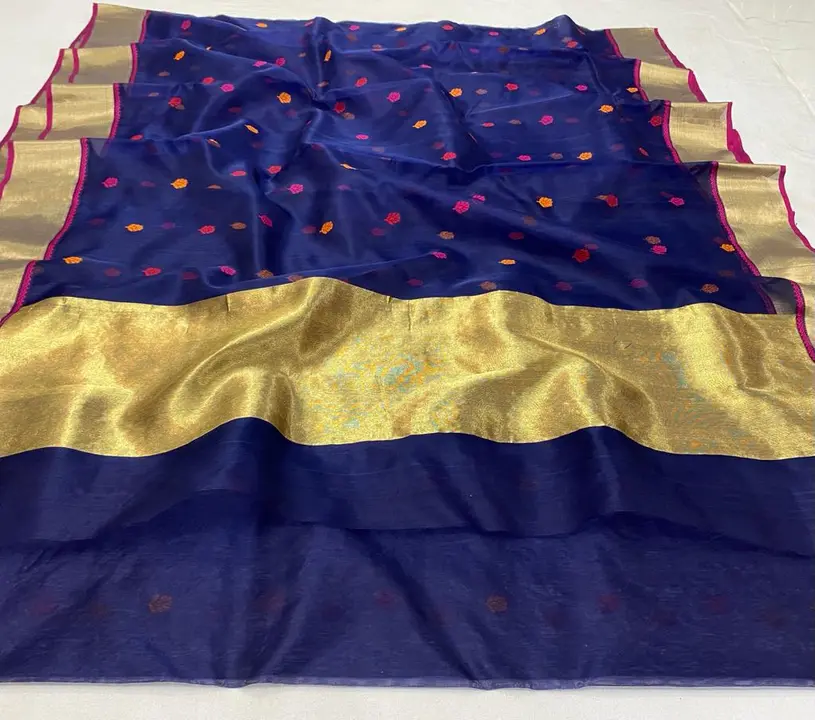 chanderi combination buti katan silk saree uploaded by Virasat kala chanderi on 3/24/2023