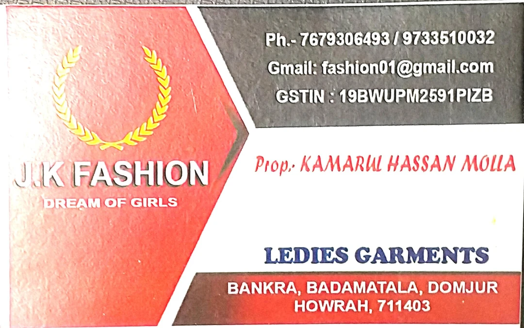 Visiting card store images of J.K Fashion