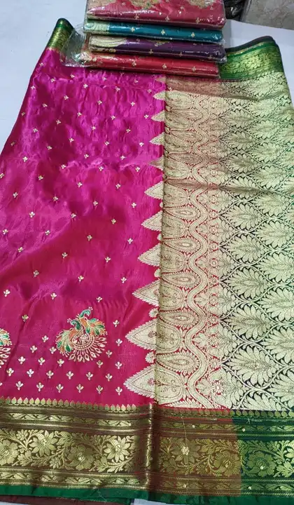 Satin embroidery saree uploaded by Montauk Fabians on 3/24/2023